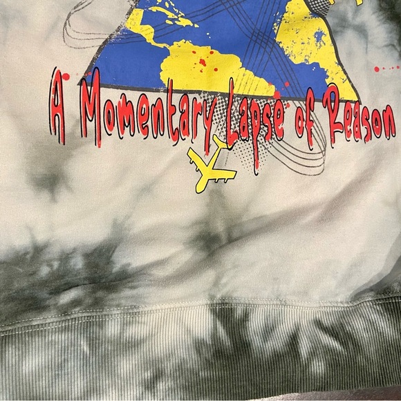 Pink Floyd World Tour 87 TieDye Graphic Hoodie Ribbed Cuffs Kangaroo Pockets - Picture 6 of 9